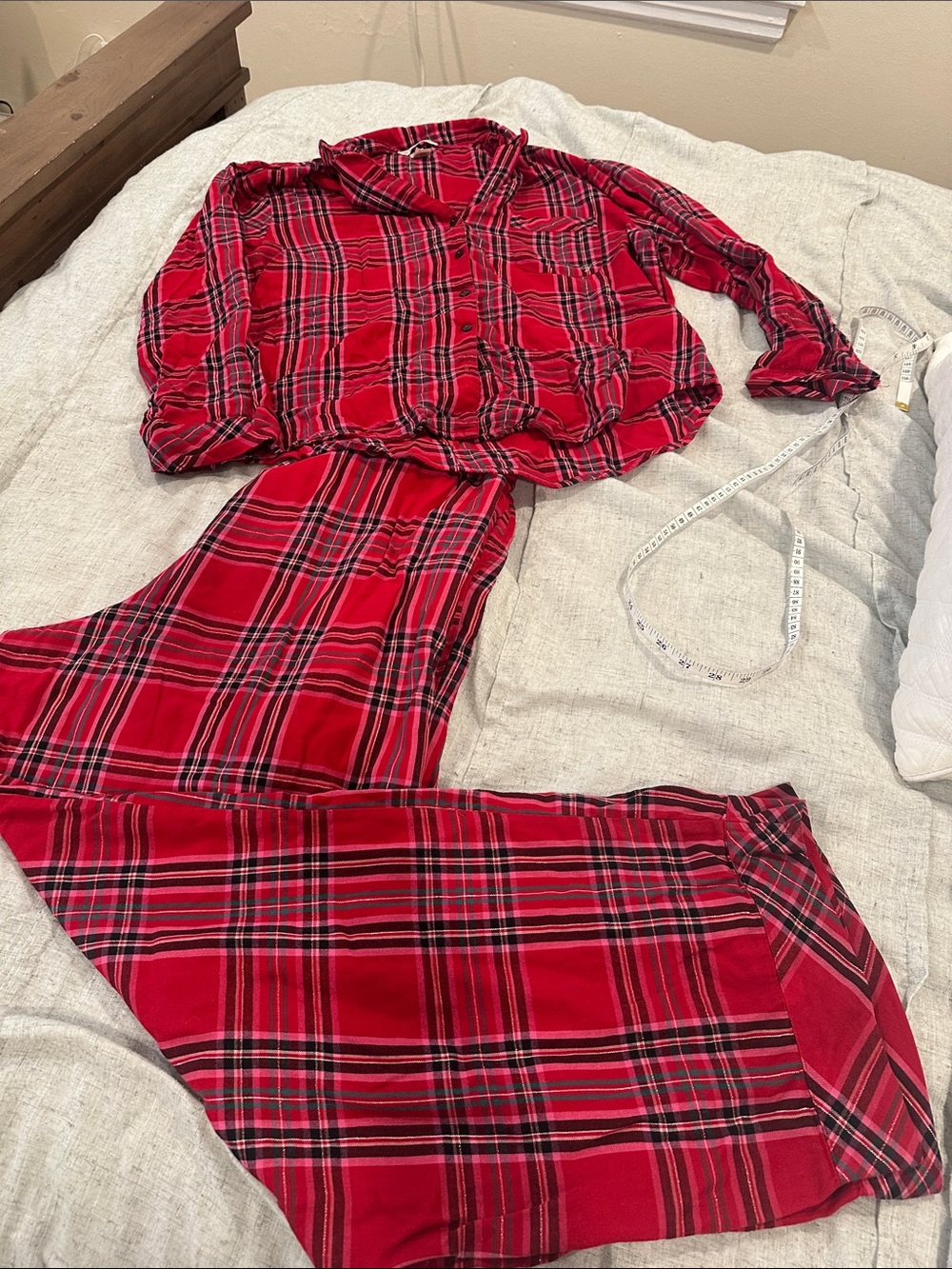 Victoria's Secret Red Plaid Button-Up Pajama Set
